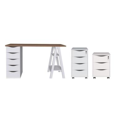 Imagem de Conjunto Escritório Completo Solingen Nogal Branco