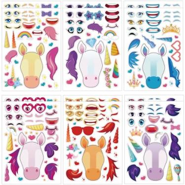 Imagem de 36pcs Unicorn Stickers Make a Face Sticker Sheets for Kids Todders Activities, Make Your Own Stickers for Birthday Party Favor Supplies Craft (Pattern B)