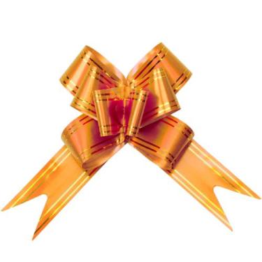 Imagem de 10 Laço Fácil para Presente 18mm - AAZ, Listrado Laranja