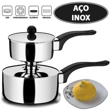 Imagem de Cuscuzeira Fogão de Indução Antiaderente Aço Inox Individual 500ml 16c
