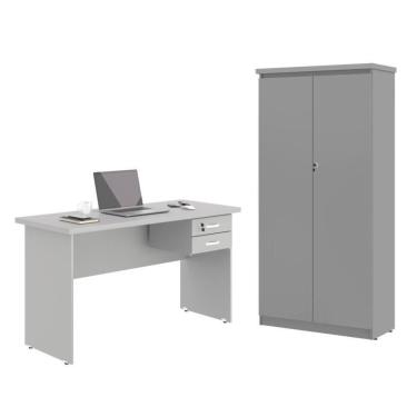 Imagem de Mesa De Escritorio Com Armário 2 Portas Pampulha Cinza