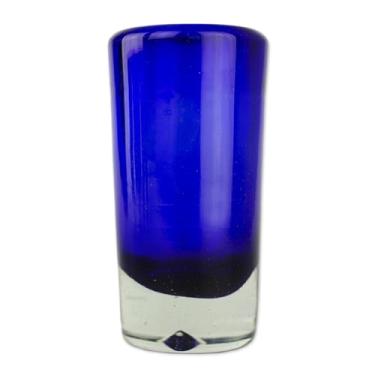 Imagem de NOVICA Copos de shot de vidro reciclado azul soprado à mão artesanalmente, 60 ml, Pure Cobalt" (conjunto com 6)