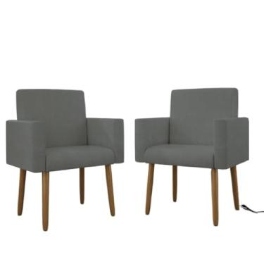 Imagem de Kit 02 Cadeiras Poltronas Escritório - Recepção - Cor Bege (Cinza)