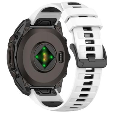 Imagem de HAOZHI 26mm Pulseira Compatível para Garmin Fenix 8 51mm,Fenix 7X 6X Pro 5X Puls 3,Epix Pro,Instinct 2X,Bracelete Correia para Tactix 7 DELTA,Enduro 3 2,Quaitx 3,Descent Mk3 Mk3i 51mm,Mk2,Mk2i (Branco Preto)