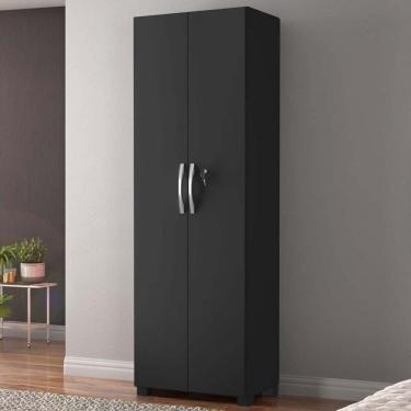 Imagem de Armário Multiuso 2 Portas 4 Prateleiras Leini Preto Tx - Pnr Móveis