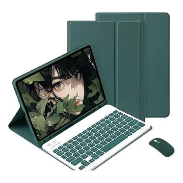 Imagem de Capa Tablet + Teclado Removível + Mouse Para Samsung S6 Lite 10.4 Polegadas P613/P619/P610/P615 (Verde Escuro, Teclado comum)