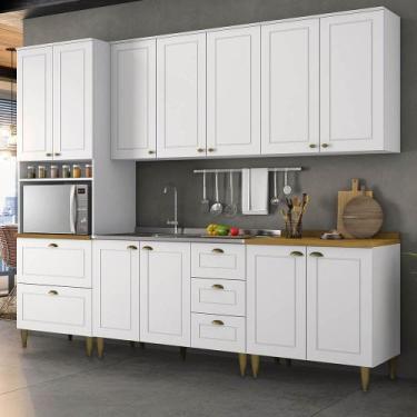 Imagem de Cozinha Modulada com Pés 271,5cm 11 Portas 5 Gavetas Americana Henn - 