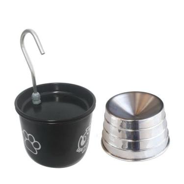 Imagem de Bebedouro Preto Para Gato + Comedouro Ergonômico - Tipo Fonte - DM SOL