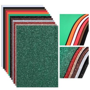 Imagem de Feifeiya Pacote com 48 folhas de espuma EVA para artesanato, 19 x 29 cm, cores sortidas, glitter, papel de espuma brilhante para salas de aula, scrapbook, presente, cortadores, cartões, artesanato