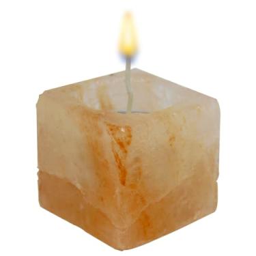 Imagem de Porta Vela de Sal Rosa do Himalaia Terapêutico Quadrado