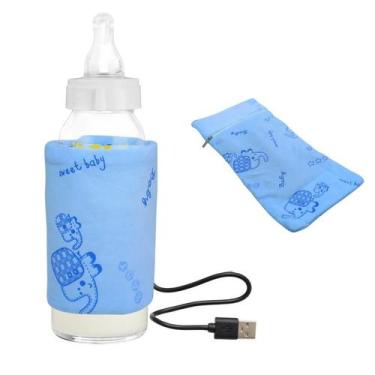 Imagem de Aquecedor De Mamadeira Com Cabo USB Leite Bebê Azul E Rosa Portátil Pa