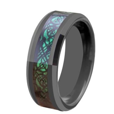 Imagem de CLOUD DANCER Gravação personalizada gratuita - Dragon Anel masculino de carboneto de tungstênio 8 mm prata/azul/preto/vermelho com dragão celta acabamento polido 6-15, Carboneto de tungstênio,