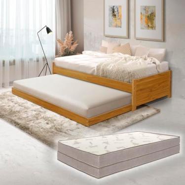 Imagem de Cama de Madeira Maciça com Cama Auxiliar e Colchões D33 para Conforto Diário (Imbuia)