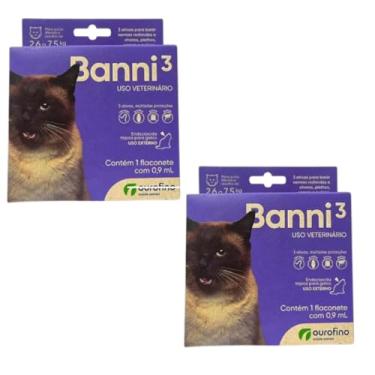 Imagem de Kit 2 Banni3 Antipulgas Sarna Gatos Ourofino 2,6 A 7,5kg