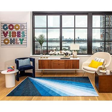 Imagem de Rugs America Elizabeth Sutton Collection MI45B Violetas são Azul Abstrato Moderno Azul Sem Descamação Sala de Estar Quarto Sala de Jantar Home Office Area Tapete, 18,5 x 26,0 cm