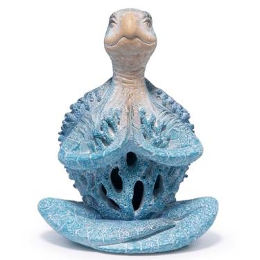 Imagem de Hodao Coral Reef Sea Turtle Meditation Yoga Decor, Garden Figurines Sea Turtle Meditating Coastal Beach Decor, Zen Yoga Resin Statue for Home Office Table & Shelf Decorations, Retirement Gifts