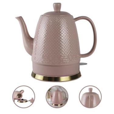 Imagem de Chaleira Elétrica Porcelana Rosa Luxo 1,2L Base 360 - 220V - Tuut