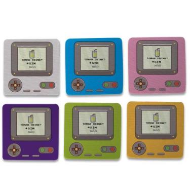 Imagem de Kit 6 Porta Copos Geek Gamer Retrô Colorido - Geek Vip, Preto