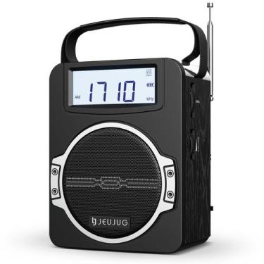 Imagem de Rádio portátil JEUJUG AM FM com Bluetooth 5W preto