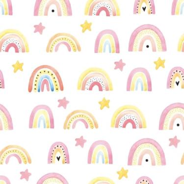 Imagem de Papel de Parede Adesivo Arco Íris Sala Infantil Lavável 3m