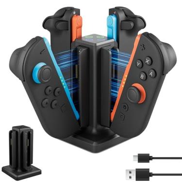 Imagem de GLDRAM 4 in 1 Charging Dock for Nintendo Switch 2 Joycon Controller, Magnetic Fast Charger Station with Type-C Cable for Joy-Pads, Switch 2 Charging Accessories Build in LED Indicator - Upright Type