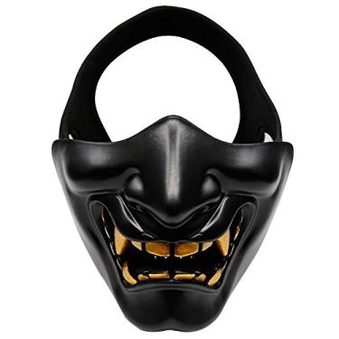 Imagem de N/W Máscara De Meia Face Com Sorriso Diabólico Para Festa Halloween, Rpg, Baile Máscaras, Fantasias E Adereços Filme, Jogo Guerra Cs
