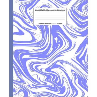 Imagem de Liquid Marbled Composition Notebook: Blue Liquid Marble Wide Ruled Paper Subject Book (School Essentials)