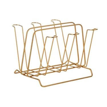 Imagem de ＫＬＫＣＭＳ Organizador de canecas, escorredor de copos para, suporte para garrafas de vidro de aço inoxidável, suporte para canecas de café para cozinha, Ouro