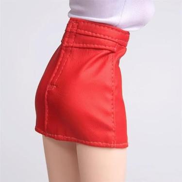 Imagem de ATSTORYTIDE 1/6 ratio of women's clothing，Short skirt, leather skirt, red sexy short skirt,1 red short skirt
