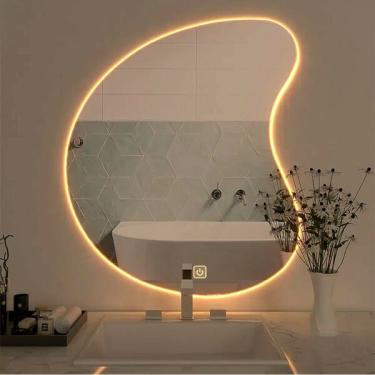Imagem de Espelho Led Orgânico Com Luz Quente Iluminaç��o Botão Touch Sc