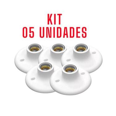 Imagem de Kit 05 Luminárias Plafonier Plástico Soquete Porcelana E-27 - Betel