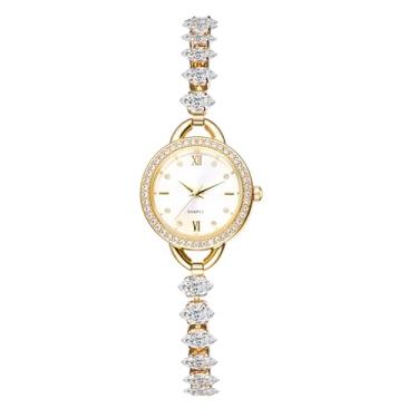 Imagem de OIDEA Relógio feminino com pulseira de diamante com strass: relógio feminino de quartzo com pulseira ultrafina de luxo e moda casual, Dourado