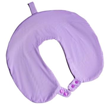 Imagem de foiesfiuh Capa de almofada de pescoço – Fronha de viagem de seda gelada refrescante com encaixe duplo, macia, lavável e leve, serve para travesseiros de viagem em forma de U – Apenas capa, sem