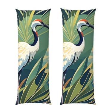 Imagem de Capa de travesseiro corporal com zíper oculto, fronha longa de microfibra macia e respirável para travesseiro corporal, pássaros guindaste, plantas selvagens, capas de travesseiro para dormir