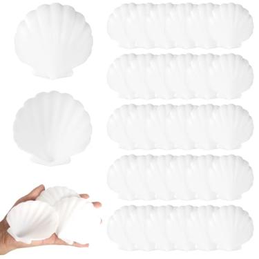 Imagem de Brilucky 30 peças de conchas grandes de plástico, conchas falsas brancas de 8,9 cm para artesanato, pintura DIY, conchas do mar, decorações de casamento na praia – Conchas artificiais a granel para