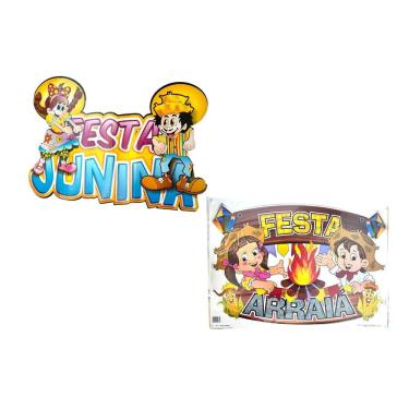 Imagem de 2Un Decoração Festa Junina Painel Parede Cartonado 70X50Cm