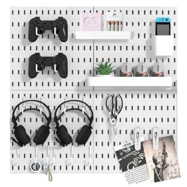 Imagem de Kit de combinação de Pegboard Pegboards e acessórios, painéis de exibição de parede brancos para pendurar na parede, ferramentas, organização, ornamentos, exibição de 56 x 56 cm
