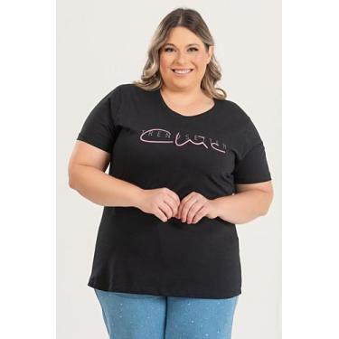 Imagem de T-shirt Feminina Plus Size em Malha Algodão c/ Estampa "TREND SETTER C
