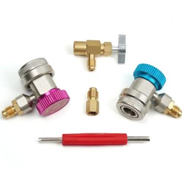Imagem de BACOENG Conjunto de ferramentas CA para carro, R134A Acopladores rápidos com tampa de refrigerante e removedor de núcleo de válvula