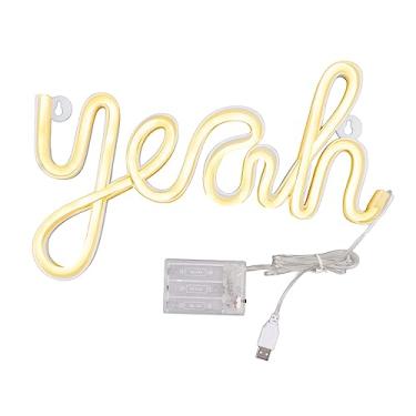 Imagem de LED NEON SIGN Sim, forma de parede decoração neon noite uniforme uniforme sinal de iluminação macia led para festa em casa decoração de natal pvc Abs material de 18 cm de altura (Luz quente)