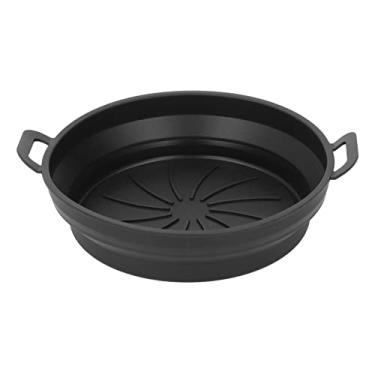 Imagem de Frita dobrável Silicone Liner Grade de alimento Alta temperatura resistente a fritadeira de silicone para lava -louças forno de microondas e acessórios de cozinha seguros no forno (Black Diâmetro