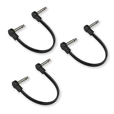 Imagem de M MAKA Cabo de remendo plano de baixo perfil para guitarra de 20 cm para pedais de efeitos, formato de S, ângulo direito de 0,6 cm, preto, pacote com 3