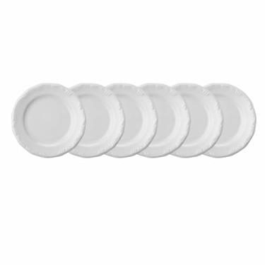 Imagem de Estojo com 6 Pratos Sobremesa em Porcelana - Modelo Redondo com Relevo Pomerode - Branca - fabricado pela Schmidt