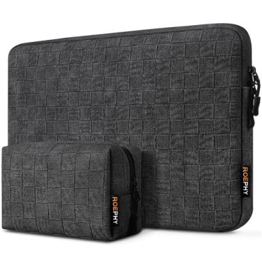 Imagem de ROEPHY Capa para laptop de 16 polegadas com bolso acessório, capa de transporte resistente à água para MacBook, Lenovo, HP, ASUS, Dell, Acer, Chromebook Laptop Ultrabook, Preto Cinza