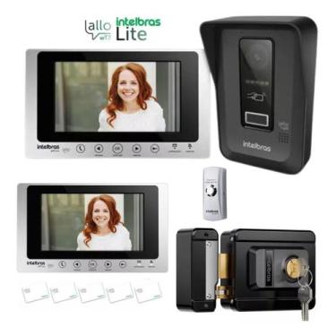 Imagem de Kit Videoporteiro WiFi wT7 Lite 2 Módulos Internos, Fechadura e Botoei