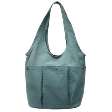Imagem de Bolsa de nylon feminina leve bolsa de viagem causal alça superior bolsa Hobo Sling Bag de grande capacidade 2025, Azul, Medium