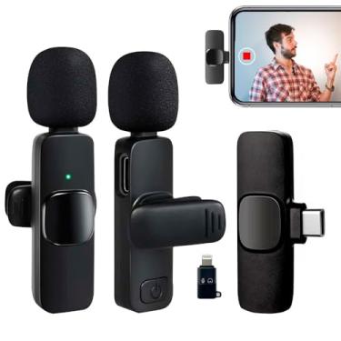 Imagem de Microfone Lapela Sem Fio Profissional – 2 Unid – Plug & Play p/Celular e PC – Áudio Cristalino c/Redução de Ruído – Type-C + iOS – +500 Unid Vendidas
