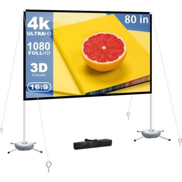 Imagem de Tela de projetor WEDIOU portátil ao ar livre de 80 polegadas 4K HD