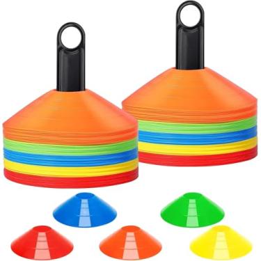 Imagem de BiAnYC Cones de disco profissionais mais macios e flexíveis para treinamento ágil/futebol/crianças/campo/outros jogos, etc. Marcadores de cone (5 cores - 100 unidades)