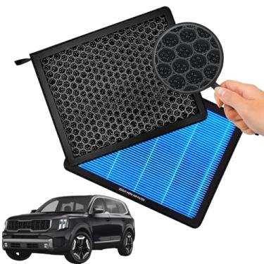 Imagem de Filtro de ar de cabine CF10735 serve para Genesis G70, G80, G90, GV70, GV80, Hyundai Equus, Genesis, Kia K900, Stinger, Telluride, estrutura de favo de mel e contas de carbono ativado, durável e